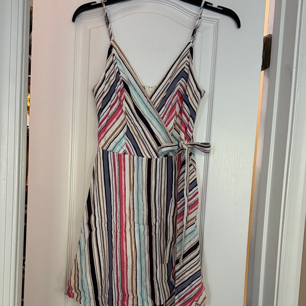 Striped Multicolor Wrap Dress